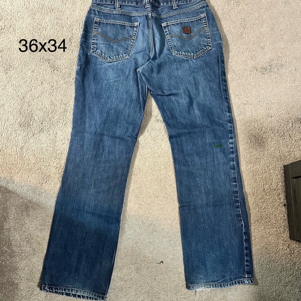 Carhartt Men's Classic Blue Jeans, broken zipper